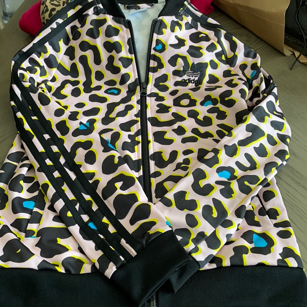 Adidas zip up jacket girl medium